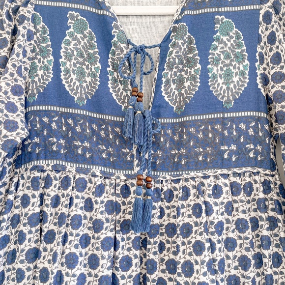 Emerson Fry India Collection Indigo Heirloom Maxi Dress S - Picture 9 of 15